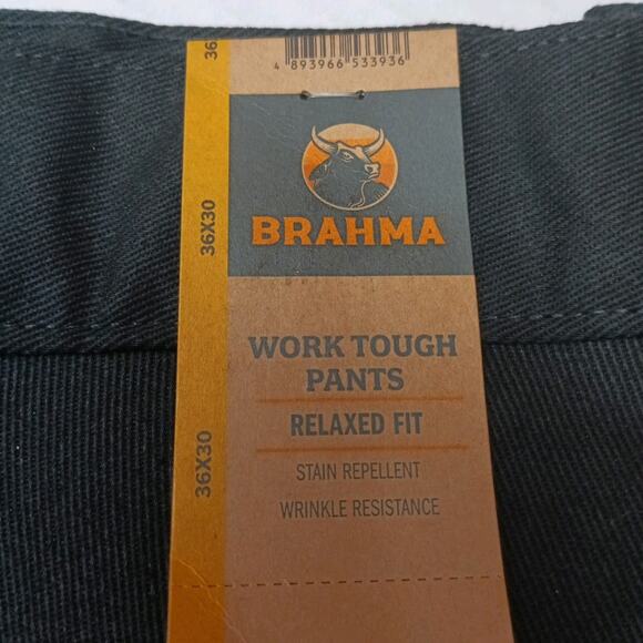 Brahma Men's Work Tough Pants Size 36x30 Black Relaxed Fit - Picture 2 of 7